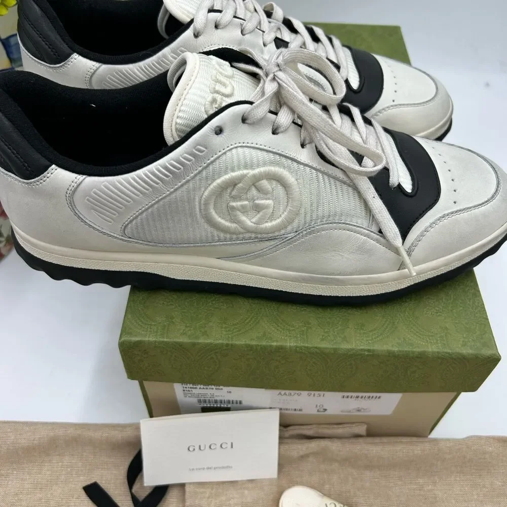 Men's Gucci Mac 80 low top leather sneakers size 10 fits 10.5 US made in Italy